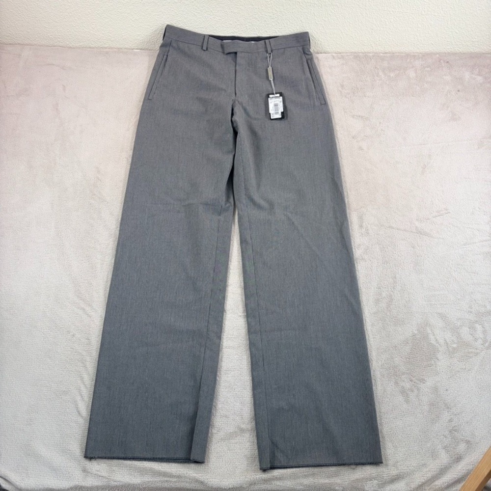 Emporio Armani Wide Leg Dress Pants Trousers in Grey Striped Men EU52 US 34 NWT